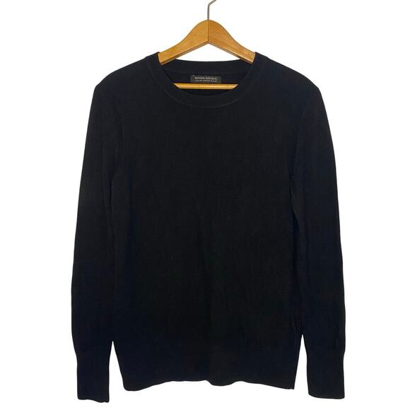 Women's Banana Republic Black Sweater Italian Merino Wool Blend Classic Small - Picture 1 of 15